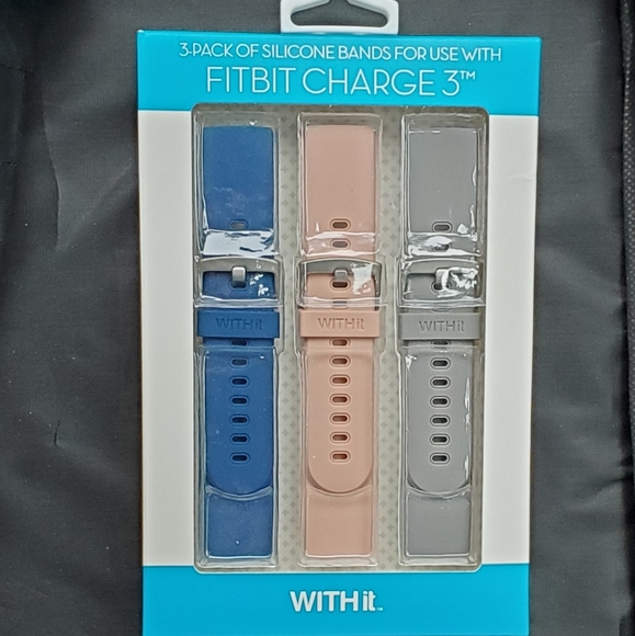 💙NWT WITHit 3 pack Silicone Bands for Fitbit 3 & 4 - Picture 2 of 3